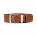 Classic brown leather belt with silver buckle