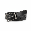 Black Casual Leather Belt with gunmetal buckle and stitched edges